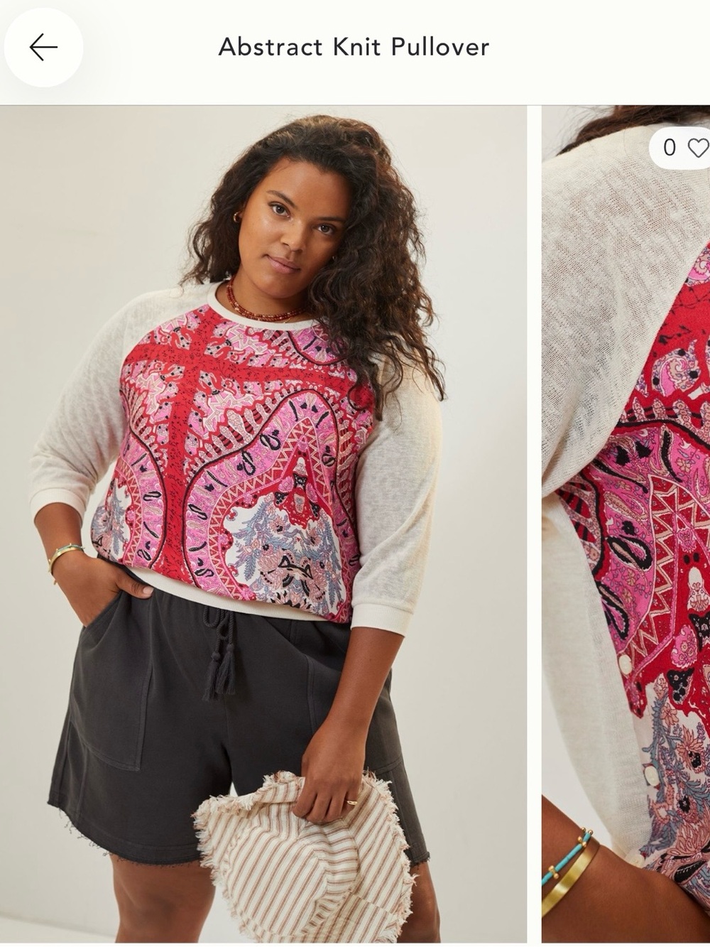 Anthropologie Pink & Red Abstract Knit Pullover